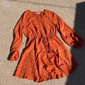 Rust Orange Long Sleeve Dress